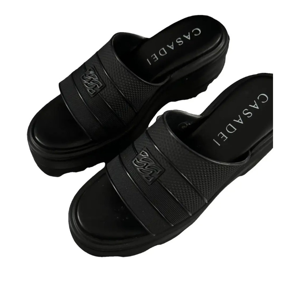 Casadei Platform Sandals‎ Womens US 7 EU 37 Black Chunky Edgy Whimsigoth Grunge